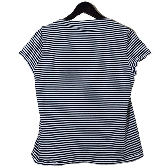 Kate Spade Saturday Striped Boatneck Tee Black White Sz L - Picture 2 of 8
